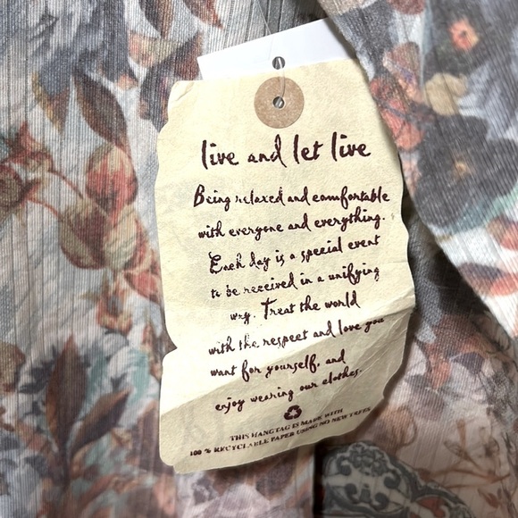 One World Live And Let Live Large Earth Tone Floral Long Sleeve Comfy Top Large - Picture 8 of 9